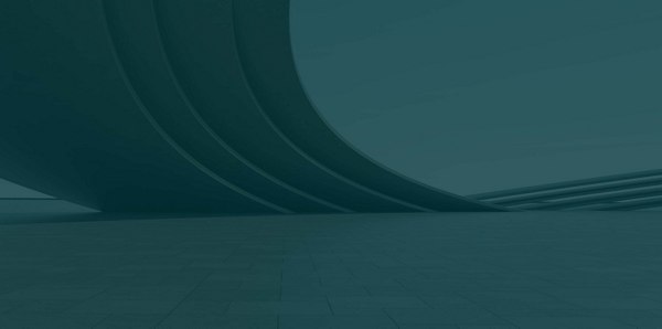 Curved architectural forms sweep across a muted teal space.